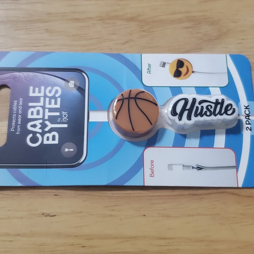 2 Pack Cable Bytes, Cable Protectors - Basketball & Hustle